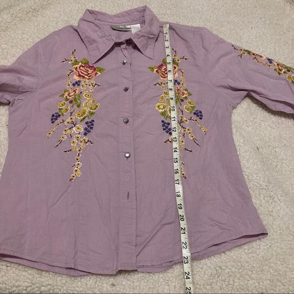 Draper’s & Damon’s embroidered long sleeve western style button down shirt - Picture 5 of 8